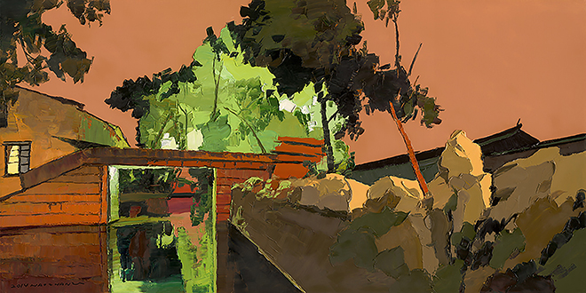 木渎古镇之夜 尺寸100x200cm 2014年