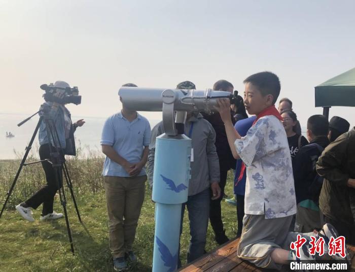 我来看候鸟。　于从文 摄